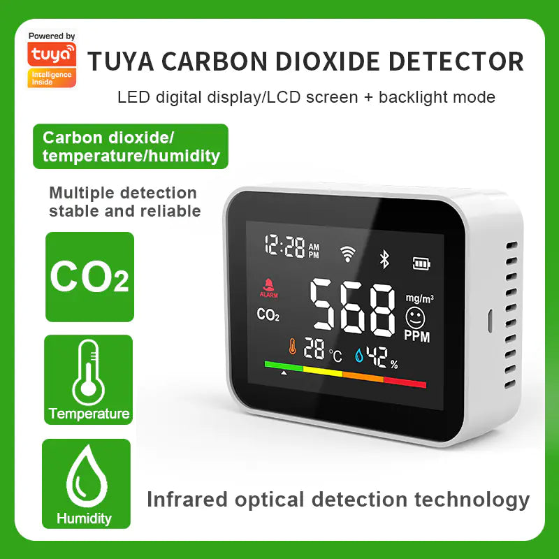 Smart CO2 Detector with WiFi Temperature and Humidity Sensor